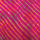 Pink Colour Multi Leheriya Georgette Printed Fabric