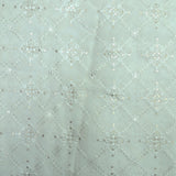 Thread Sequins Work Embroidery On White Dyeable Organza Fabric