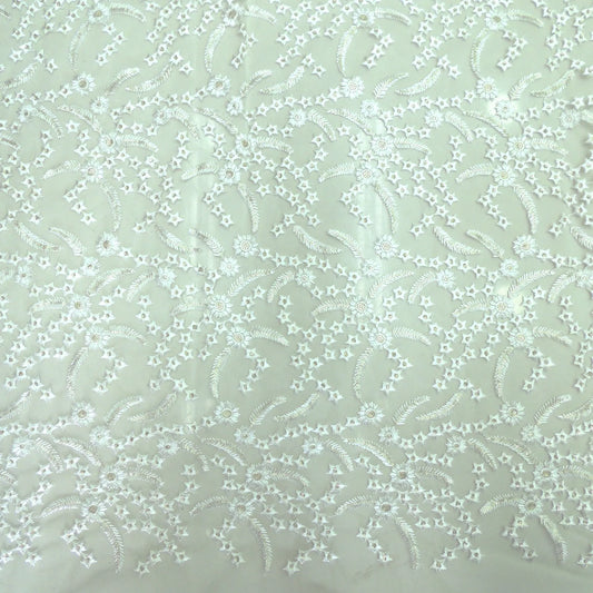 Jaal Embroidery On Dyeable Net Fabric