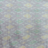 Light Gray Pure Raw Silk Ikat Fabric