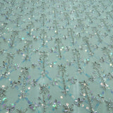 Sequins Embroidery On Dyeable Net Fabric