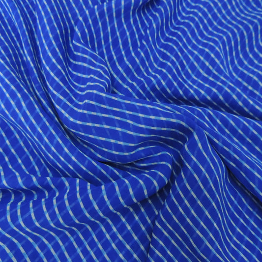 Dark Blue Bandhani Georgette Printed Fabric