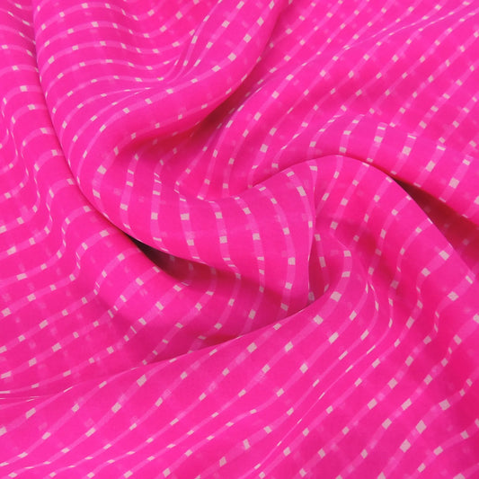 Pink Bandhani Georgette Printed Fabric