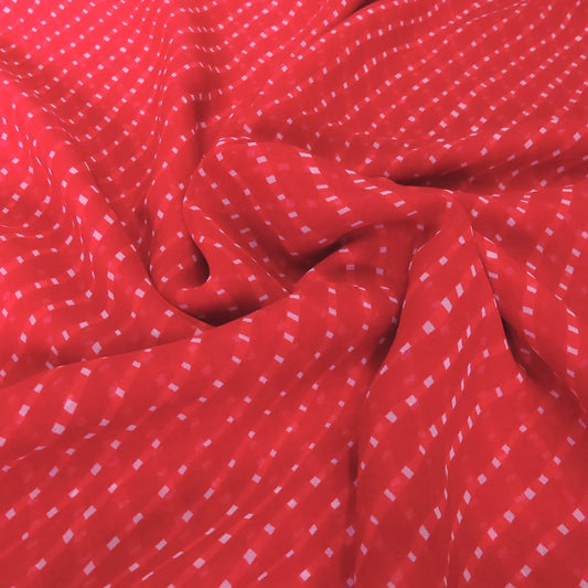 Cherry Red Bandhani Georgette Printed Fabric