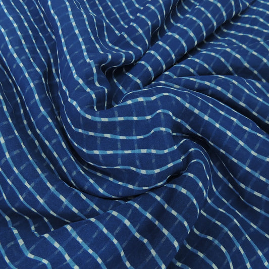 Navy Blue Bandhani Georgette Printed Fabric