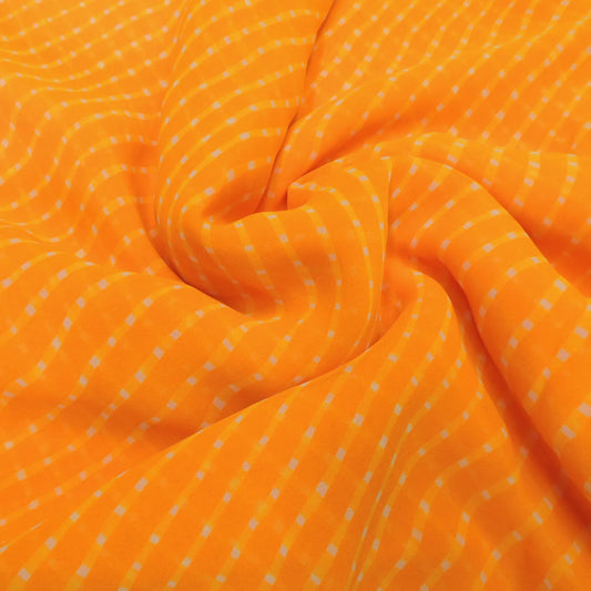 Orange Yellow Bandhani Georgette Printed Fabric
