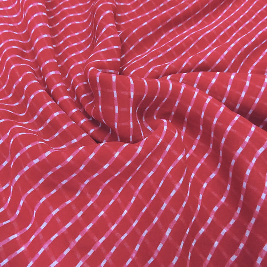 Cherry Red Bandhani Georgette Printed Fabric