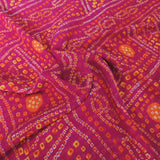 Pink Bandhani Georgette Printed Fabric