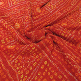 Red Bandhani Georgette Printed Fabric