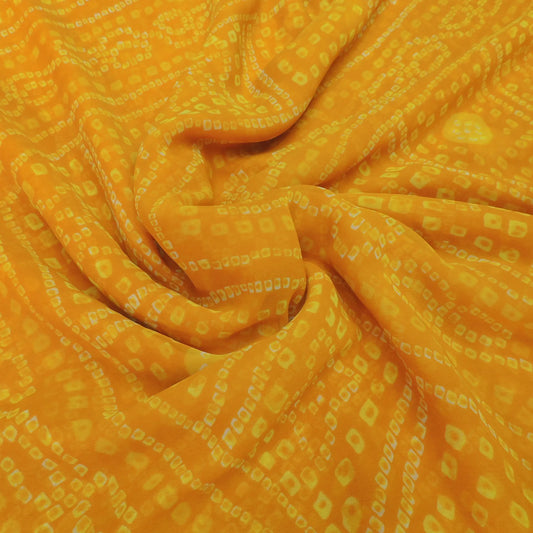 Yellow Bandhani Georgette Printed Fabric