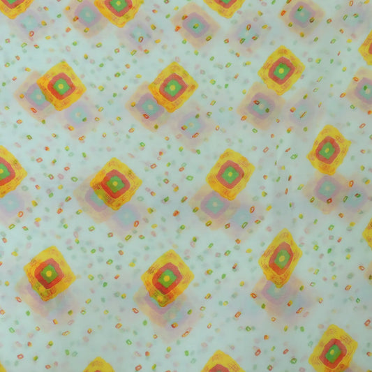 MultiColor Bandhani Georgette Printed Fabric