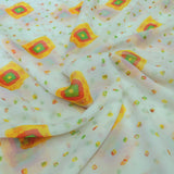 MultiColor Bandhani Georgette Printed Fabric