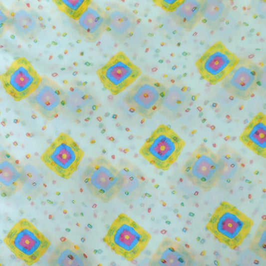 MultiColor Bandhani Georgette Printed Fabric