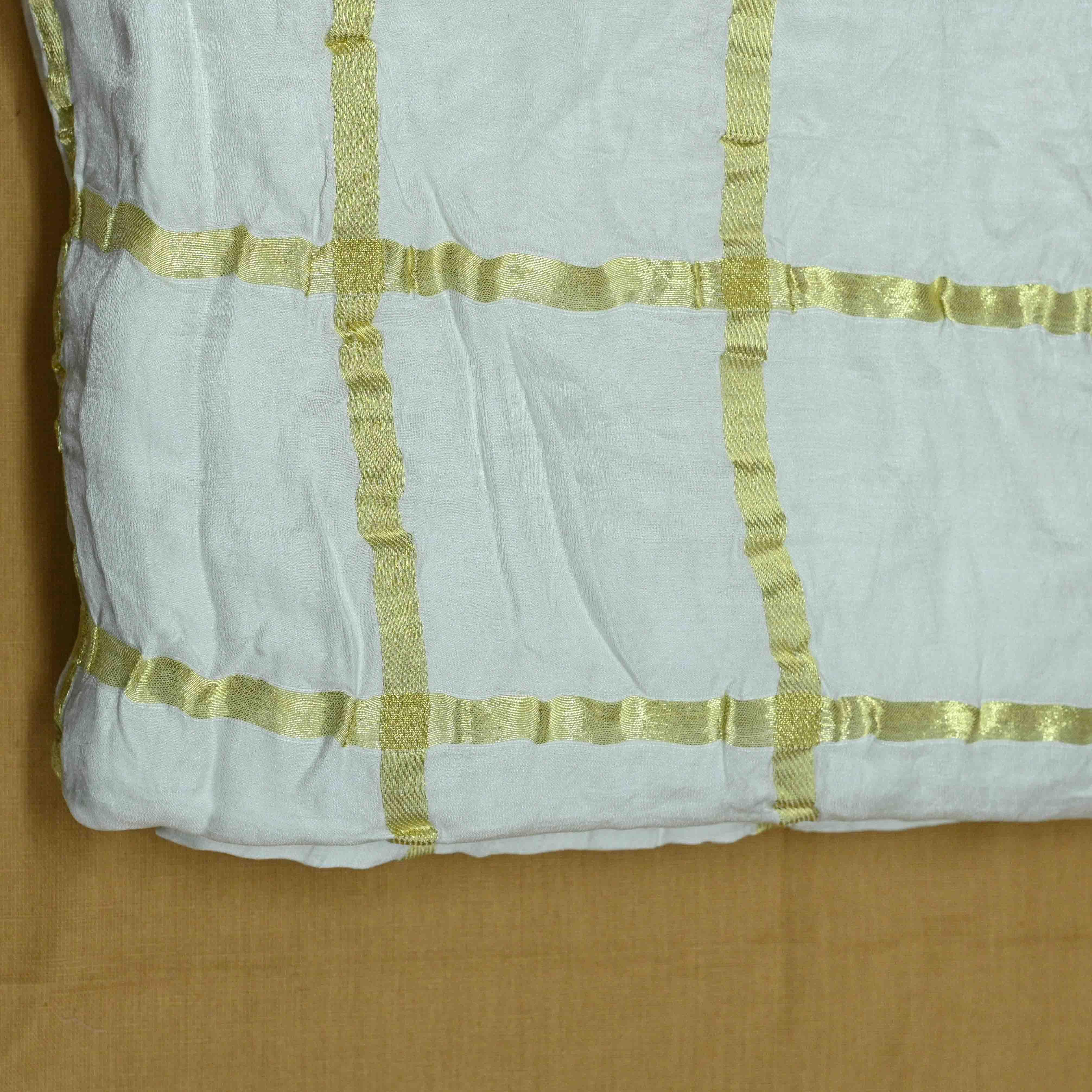 Pure Gaji Silk Golden Checks Fabric Dyeable - Shree Om Fabrics