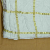 Pure Gaji Silk Golden Checks Fabric Dyeable - Shree Om Fabrics