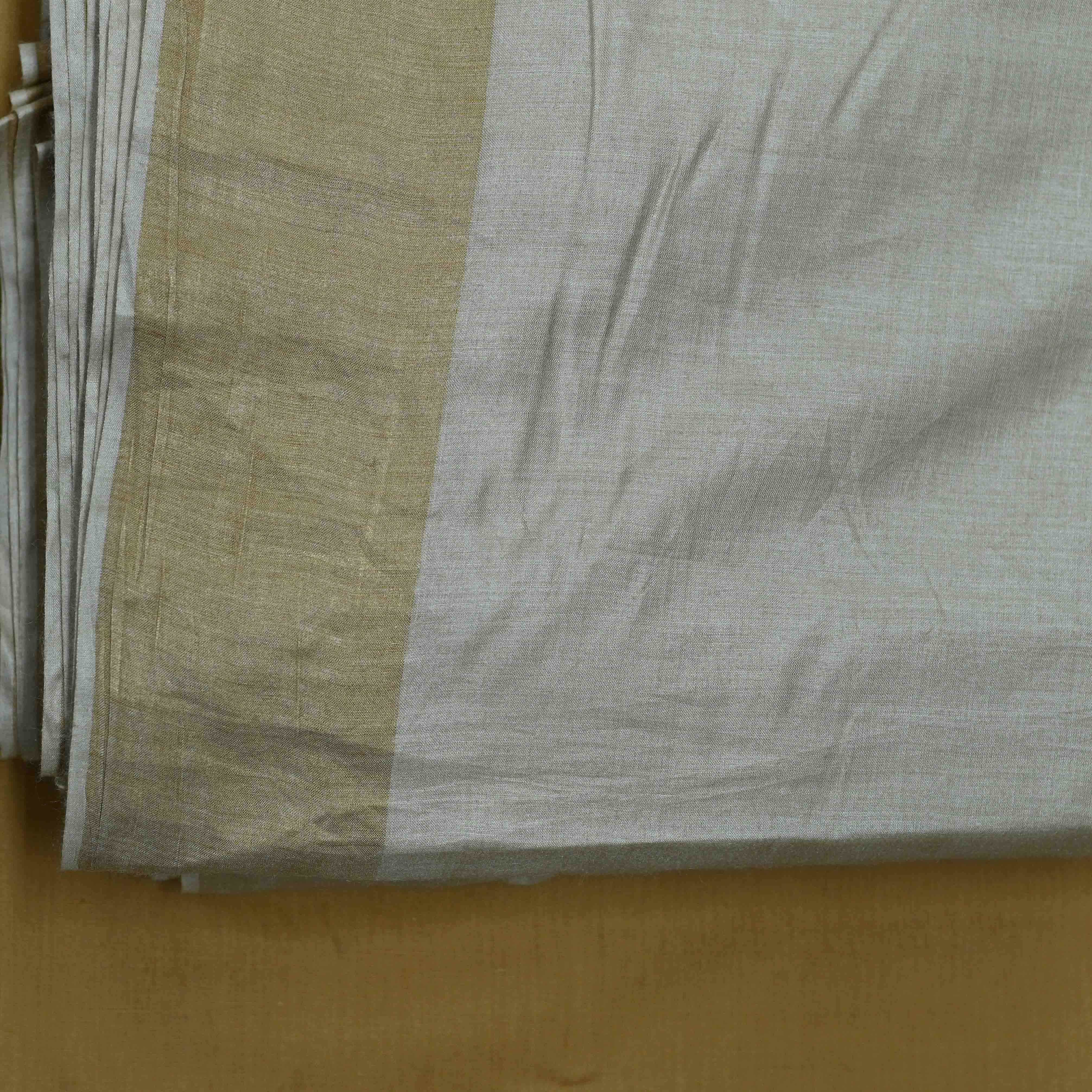 Pure Munga Silk Golden Border ( 4 Inch both sides ) Fabric Dyeable - Shree Om Fabrics