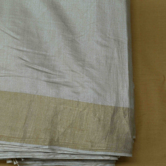 Pure Munga Silk Golden Border ( 4 Inch both sides ) Fabric Dyeable - Shree Om Fabrics