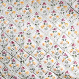 Multi Colour All Over Floral Checks Embroidery On White Dyeable Upada Fabric