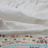 Thread Work Embroidery With Multi Colour Border On White Dyeable Russian Silk Fabric