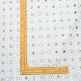 Mirror Work Thread Embroidery On White Dyeable Upada Fabric