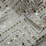 All Over Zig Zag Mirror Work On Dyeable Upada Fabric