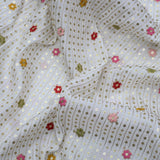 All Over Multi Color Sequins Work On Dyeable Upada Fabric