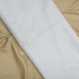 All Over Golden Tikki Thread Work Embroidery On White Dyeable Upada Fabric