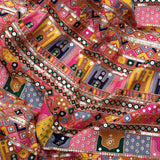 All Over Orange Traditional Thread Work On Georgette Fabric