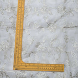 All Over Antique Golden Jaal Work Embroidery On White Dyeable Organza Fabric