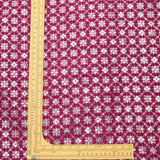 Pink Rani Colour All Over Golden Jaal Embroidery On Velvet Fabric