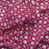 Pink Rani Colour All Over Golden Jaal Embroidery On Velvet Fabric