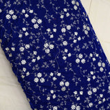 Royal Blue Colour All Over Golden Jaal Embroidery On Velvet Fabric