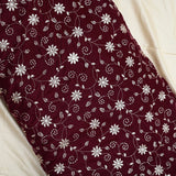 Maroon Colour All Over Golden Jaal Embroidery On Velvet Fabric