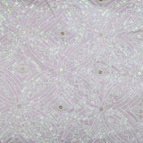 All Over Pani Sequins Tikki Work Embroidery On White Dyeable Russian Silk Fabric