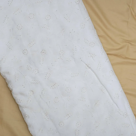 Chinnon Chiffon Fabric All over Jaal Embroidery Dyeable