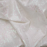 All Over Tikki Work Embroidery On White Dyeable Dola Silk Fabric