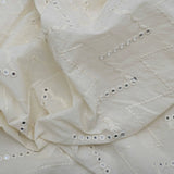 All Over Zig Zag Mirror Work On Dyeable Cora Cotton Fabric