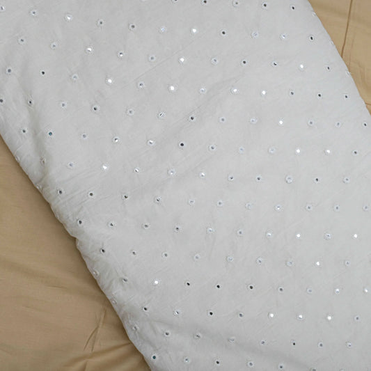 All Over Mirror Work On Dyeable  Cotton Fabric