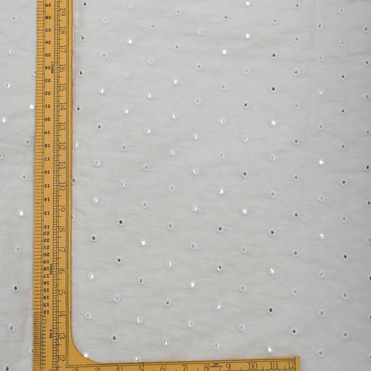 All Over Mirror Work On Dyeable  Cotton Fabric