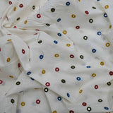 All Over Multi Color Mirror Work On Dyeable Cora Cotton Fabric