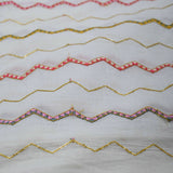 All Over Multi Color Zig Zag Sequins Work On Dyeable Cora Cotton Fabric