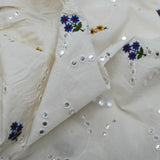 All Over Multi Color Floral Mirror Work On Dyeable Cora Cotton Fabric