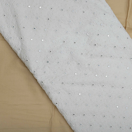 All Over Thread Mirror Work On Dyeable Cora Cotton Fabric
