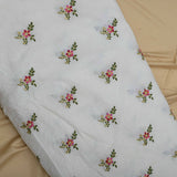 All Over Floral Zari Work On Dyeable Cora Cotton Fabric