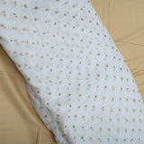 All Over Antique Golden Buti Work Embroidery On White Dyeable Organza Fabric