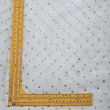All Over Antique Golden Buti Work Embroidery On White Dyeable Organza Fabric