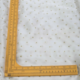 Golden Buti Work Embroidery With Lagdi Pata Border On White Dyeable Gaji Silk Fabric