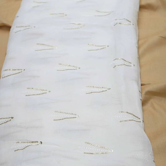 All Over Sequins Thread Work On Dyeable Georgette Fabric