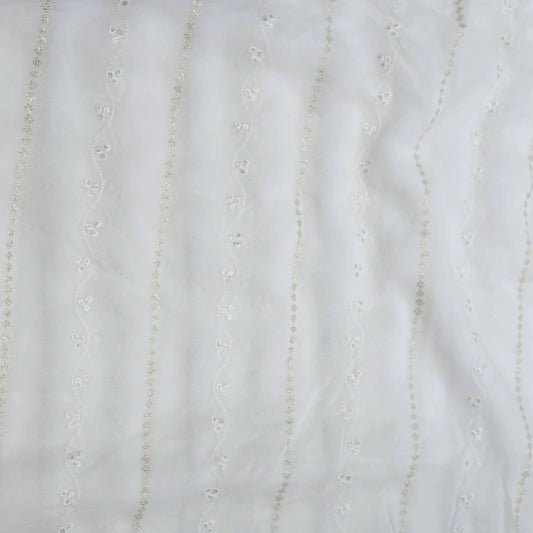 All Over Sequins Thread Work On Dyeable Georgette Fabric