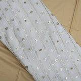 All Over Sequins Thread Work On Dyeable Georgette Fabric